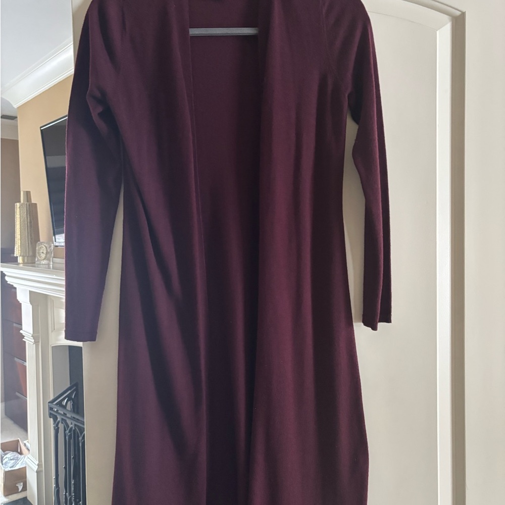 White House Black Market Deep Burgundy Long Sleeve Duster